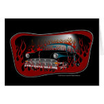 Black Two Tone 54 Chevy Hot Rod in Flames Card