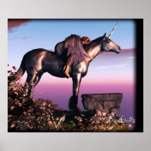 Black Unicorn Sunset Posters