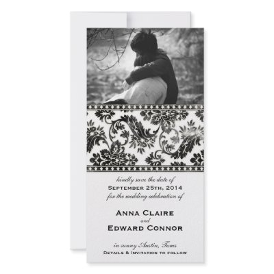 Black Vintage Damask Lace Save the Date by foreverwedding