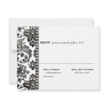 Black Vintage Damask Lace Wedding RSVP