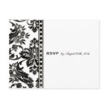 Black Vintage Damask Lace Wedding RSVP