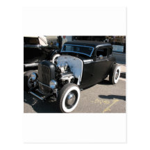 Black Vintage Hot Rod Post Card