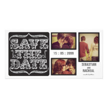 Black Vintage Save the Date Typography Photo Card