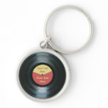 Black Vinyl LP Record Keyring Silver Luggage Tag
