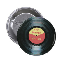 Black Vinyl Music Red and Yellow Record Label Pin