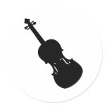 black violin icon round sticker