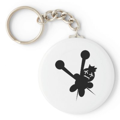 black voodoo doll needles torture key chain by Tomaniac