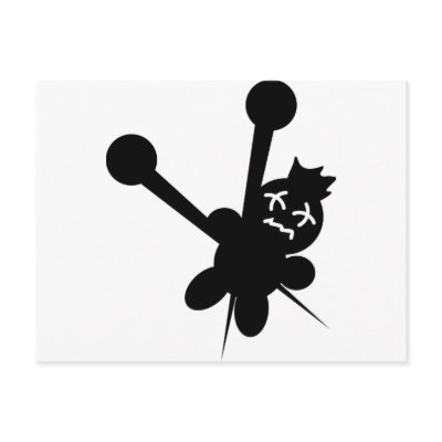 black voodoo doll needles torture post cards by Tomaniac