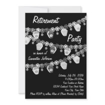 Black w/White Lanterns Retirement Party Invitation