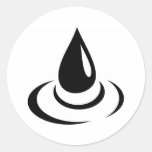 Black Water Droplet Round Sticker
