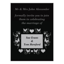 Black Wedding fun formal invitation