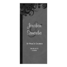 Black Wedding Program Ceremony and Wedding Party Rack Card