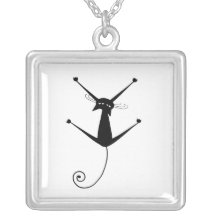 Black Whimsy Kitty 10 Personalised Necklace