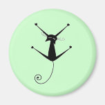 Black Whimsy Kitty 10 Refrigerator Magnets