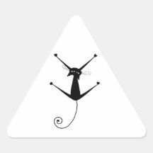 Black Whimsy Kitty 10 Triangle Sticker