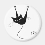 Black Whimsy Kitty 1 Fridge Magnet