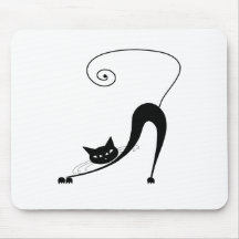 Black Whimsy Kitty 2 Mousemat
