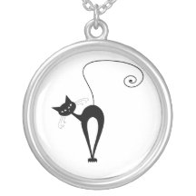 Black Whimsy Kitty 3 Personalised Necklace