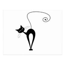 Black Whimsy Kitty 3 Postcards