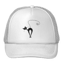 Black Whimsy Kitty 3 Trucker Hat