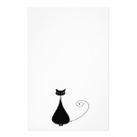 Black Whimsy Kitty 4 Stationery Design