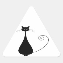 Black Whimsy Kitty 4 Stickers