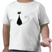 Black Whimsy Kitty 4 T Shirt