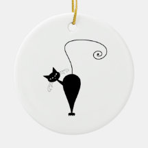 Black Whimsy Kitty 5 Christmas Ornaments