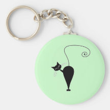 Black Whimsy Kitty 5 Keychain