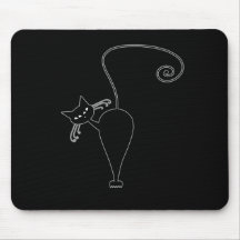Black Whimsy Kitty 5 Mousepads