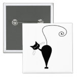 Black Whimsy Kitty 5 Pinback Button