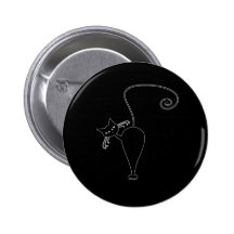 Black Whimsy Kitty 5 Pinback Buttons