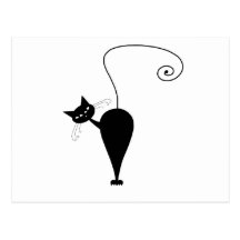 Black Whimsy Kitty 5 Post Card