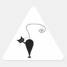 Black Whimsy Kitty 5 Triangle Stickers