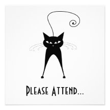 Black Whimsy Kitty 6 Custom Invite
