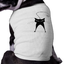 Black Whimsy Kitty 6 Doggie T-shirt