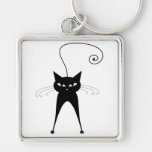 Black Whimsy Kitty 6 Key Chains