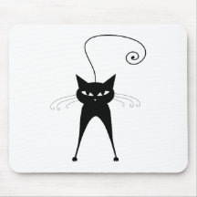 Black Whimsy Kitty 6 Mouse Mats
