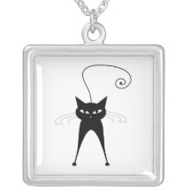 Black Whimsy Kitty 6 Personalised Necklace