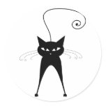 Black Whimsy Kitty 6 Stickers