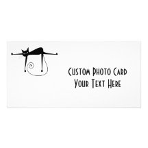 Black Whimsy Kitty 8 Customized Photo Card