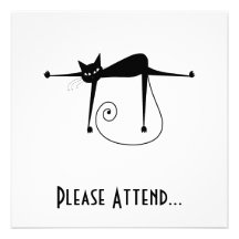 Black Whimsy Kitty 8 Personalized Announcements