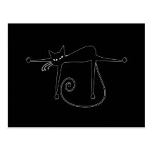 Black Whimsy Kitty 8 Postcards