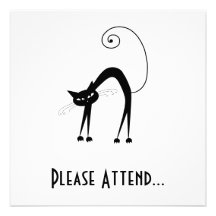 Black Whimsy Kitty 9 Personalized Invites