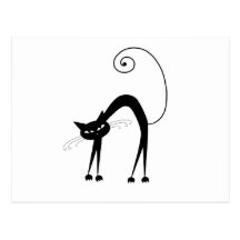 Black Whimsy Kitty 9 Postcards