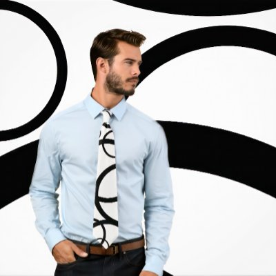 Black & White Abstract Interlocking Circles Tie by strictlyties