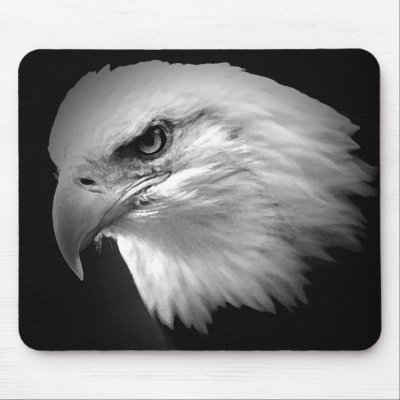 Black & White American Bald Eagle Mouse Pad by made_in_atlantis