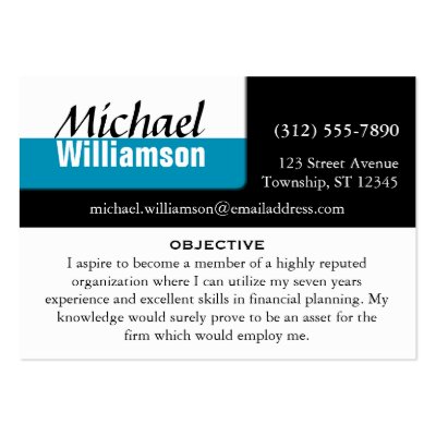 Black White and Blue Corner RESUME Cards Business Card by ProBusinessCards