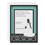Black, White and Blue - Green Damask Bridal Shower invitations