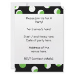 Black, White and Green Spotty Pattern. Personalized Announcement